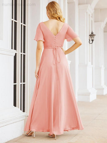 Numbersea Formal Prom Gowns for Mother of The Bride Short Sleeves Bridesmaid Dress 28049