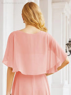 Numbersea Bridesmaid Dresses for Wedding Formal Evening Party Prom Gown with Cape 28050