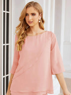 Sunnderly Elegant 2 Piece Mother of The Bride Dress Plus Size Pant Suits Ruffle Layers Sliver Housecoat SY28064 by numbersea