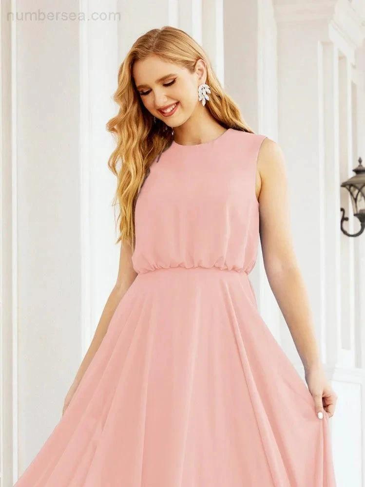 Numbersea Sleeveless Long Bridesmaid Dress A line Formal Evening Prom Gown 28025