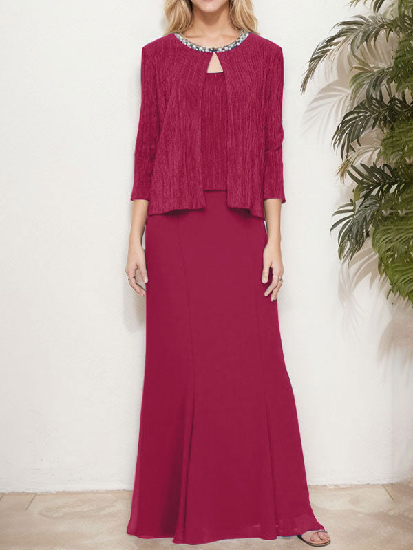 Metallic Mock Two-Piece Gown with Jacket