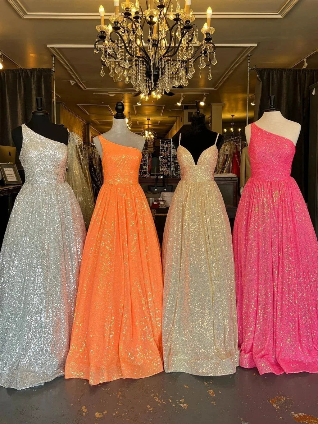 Charlee |A-Line One Shoulder Sequins Prom Dress with Pockets by KissProm