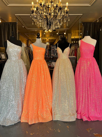 Charlee | A-Linien-Ballkleid mit One-Shoulder-Träger und Pailletten