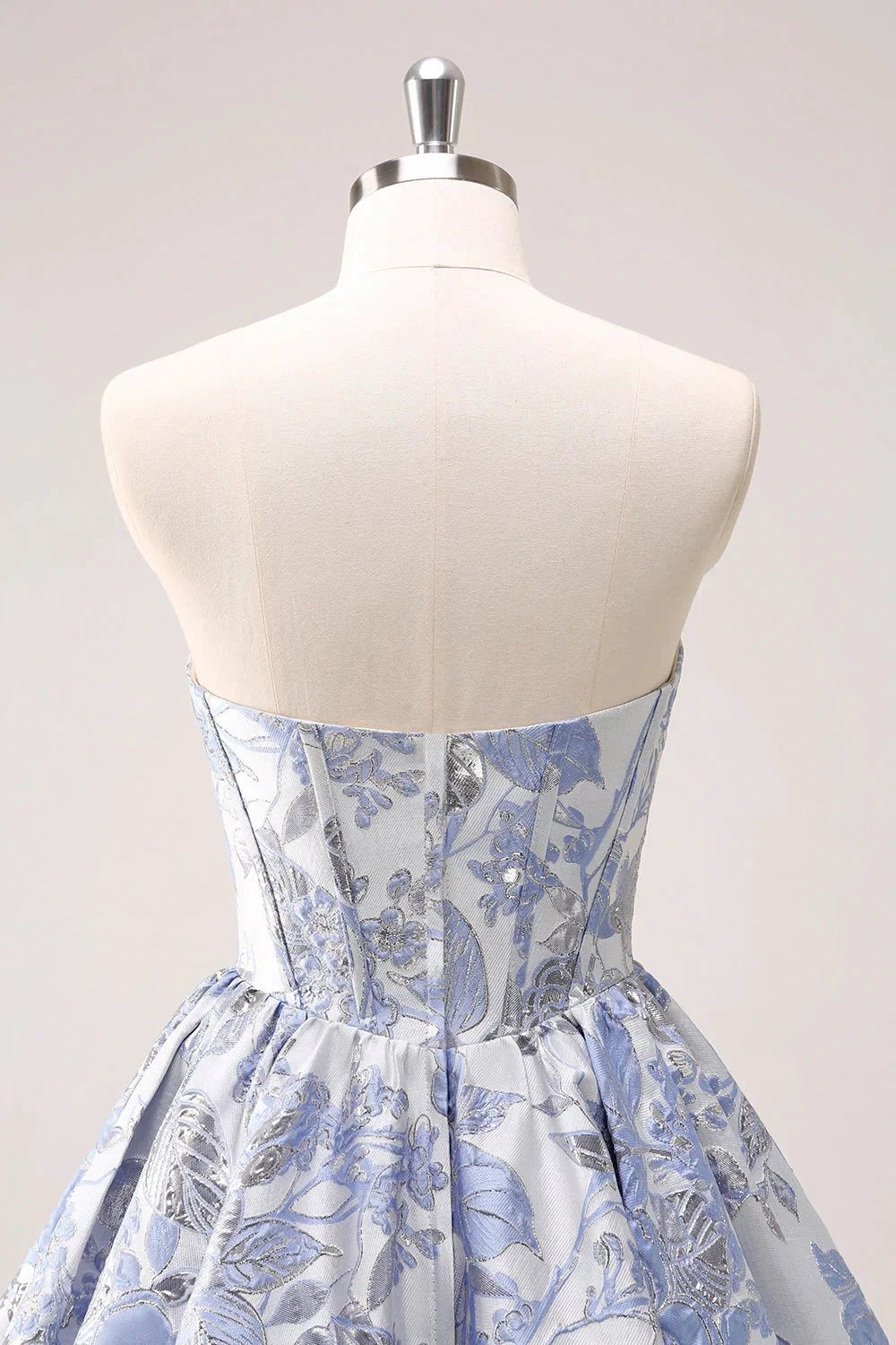 Cute Blue A Line Sweetheart Print Corset Short Homecoming Dress with Ruffles by WEDTREND