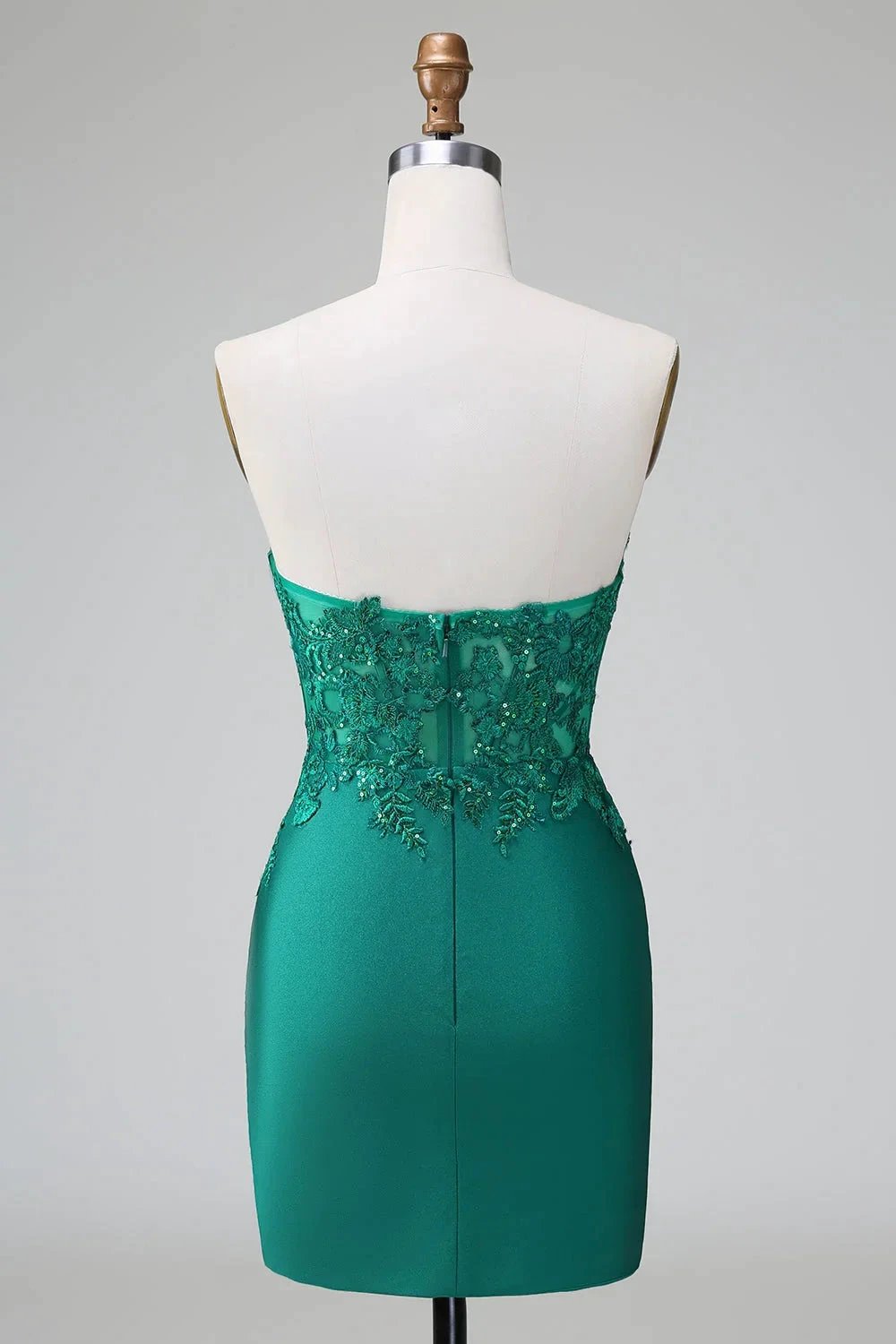 Classy Dark Green Bodycon Strapless Pleated Short Homecoming Dress with Beading by WEDTREND
