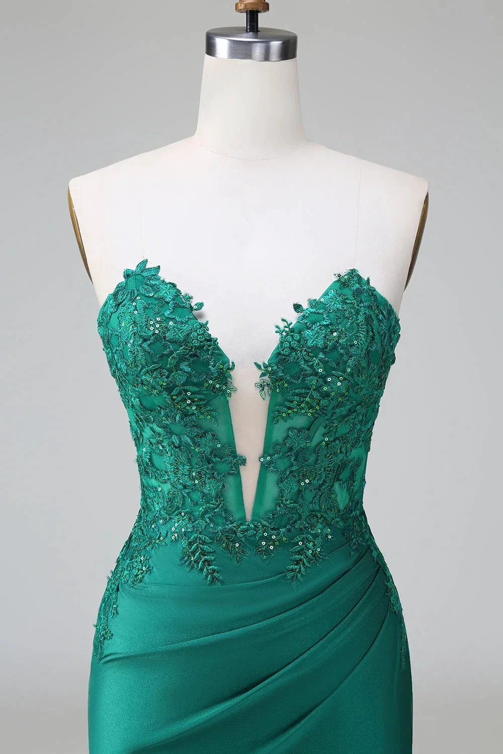 Classy Dark Green Bodycon Strapless Pleated Short Homecoming Dress with Beading by WEDTREND