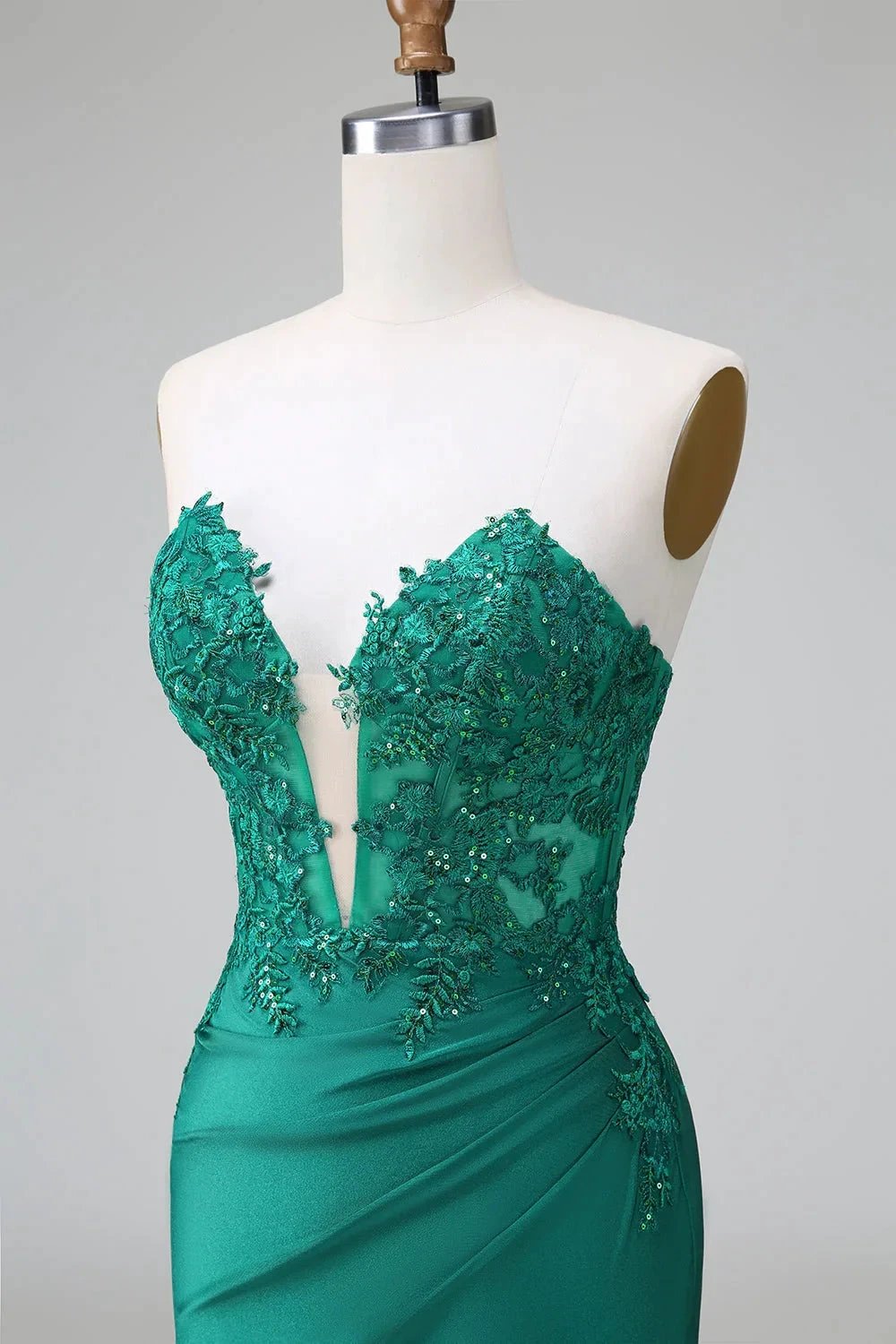 Classy Dark Green Bodycon Strapless Pleated Short Homecoming Dress with Beading by WEDTREND