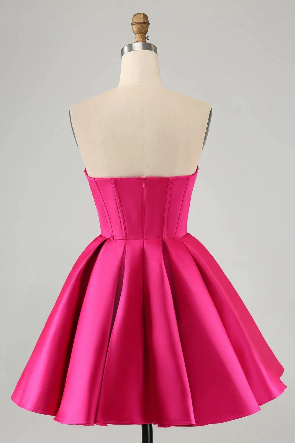 Cute Fuchsia A Line Sweetheart Corset Short Homecoming Dress with Beading by WEDTREND