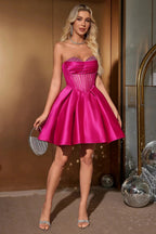 Cute A Line Sweetheart Corset Short Fuchsia Homecoming Dress with Beading by WEDTREND