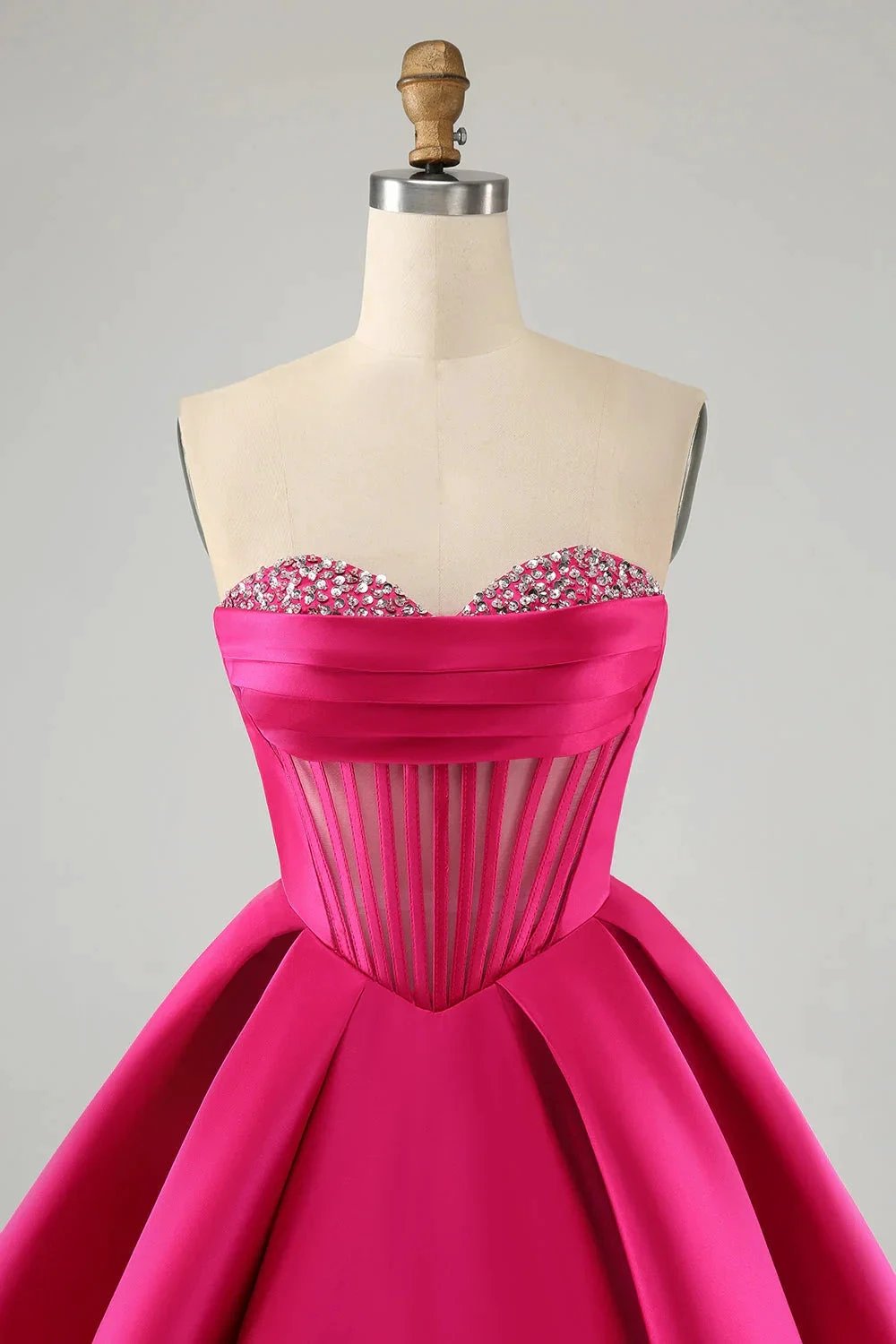 Cute Fuchsia A Line Sweetheart Corset Short Homecoming Dress with Beading by WEDTREND
