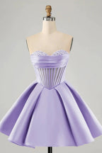 Cute A Line Sweetheart Corset Short Fuchsia Homecoming Dress with Beading by WEDTREND