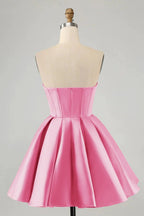 Cute A Line Sweetheart Corset Short Fuchsia Homecoming Dress with Beading by WEDTREND