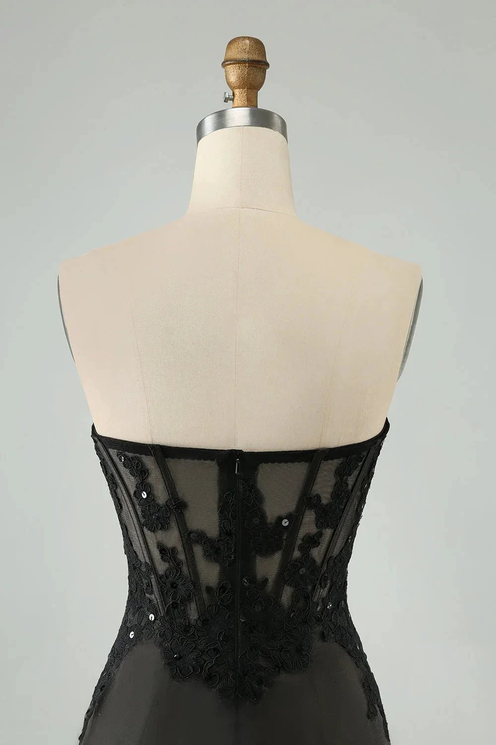 Black Bodycon Sweetheart Corset Short Homecoming Dress with Appliques by WEDTREND