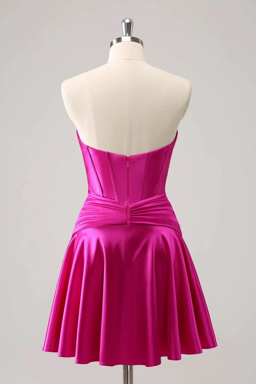 Cute Fuchsia A Line Sweetheart Criss Cross Corset Homecoming Dress with Ruffles by WEDTREND