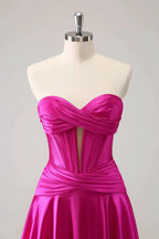 Cute Fuchsia A Line Sweetheart Criss Cross Corset Homecoming Dress with Ruffles by WEDTREND