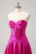 Cute Fuchsia A Line Sweetheart Criss Cross Corset Homecoming Dress with Ruffles by WEDTREND