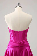 Cute Fuchsia A Line Sweetheart Criss Cross Corset Homecoming Dress with Ruffles by WEDTREND