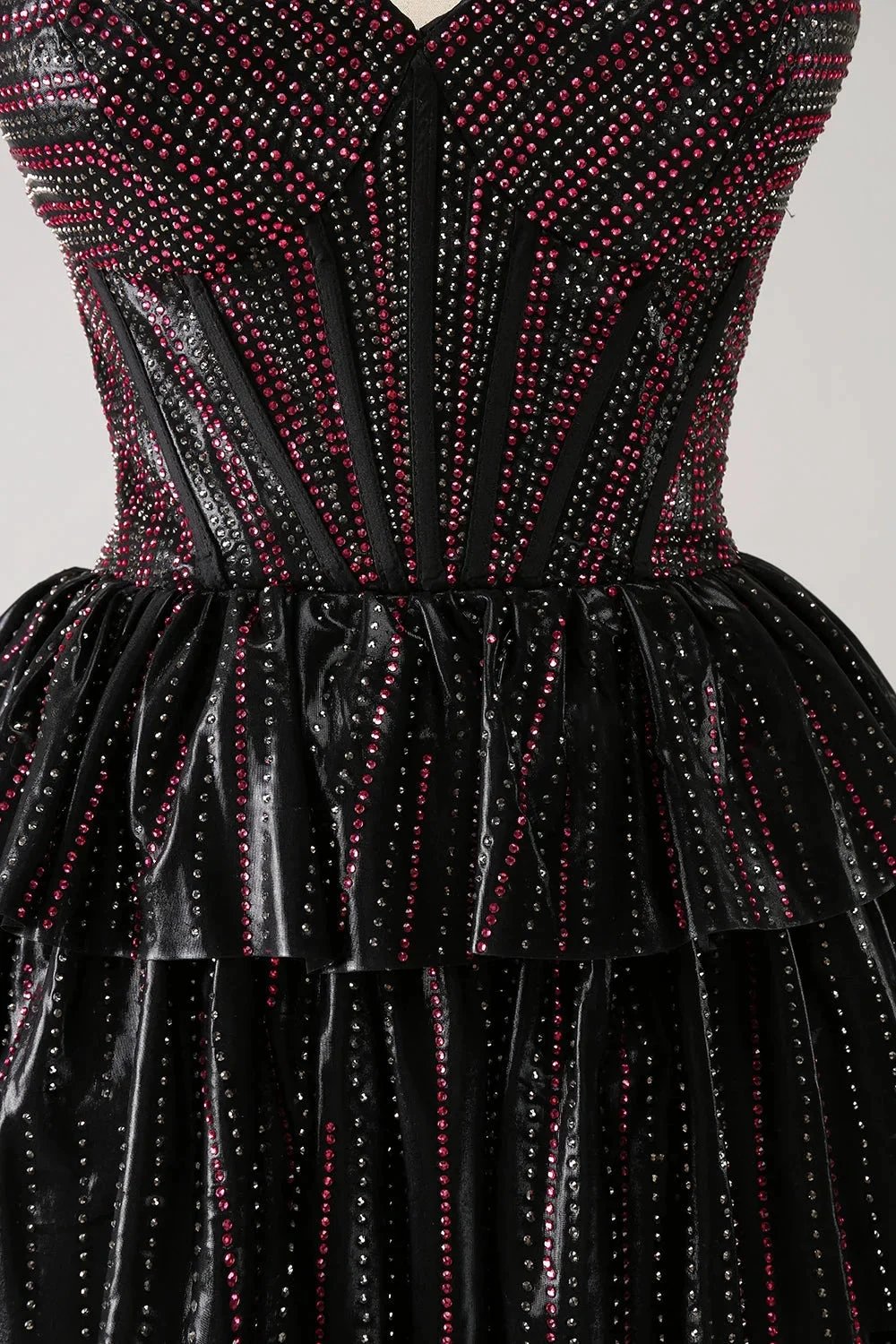 Cute Black Pink A Line Sweetheart Corset Short Homecoming Dress with Beading by WEDTREND