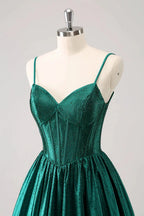Cute Red A Line Spaghetti Straps Ruffle Corset Short Homecoming Dress with Beading by WEDTREND