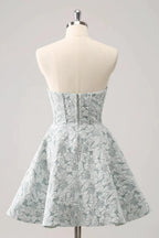 Cute Grey Green A Line Sweetheart Corset Short Homecoming Dress by WEDTREND
