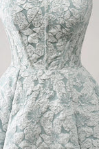 Cute Grey Green A Line Sweetheart Corset Short Homecoming Dress by WEDTREND
