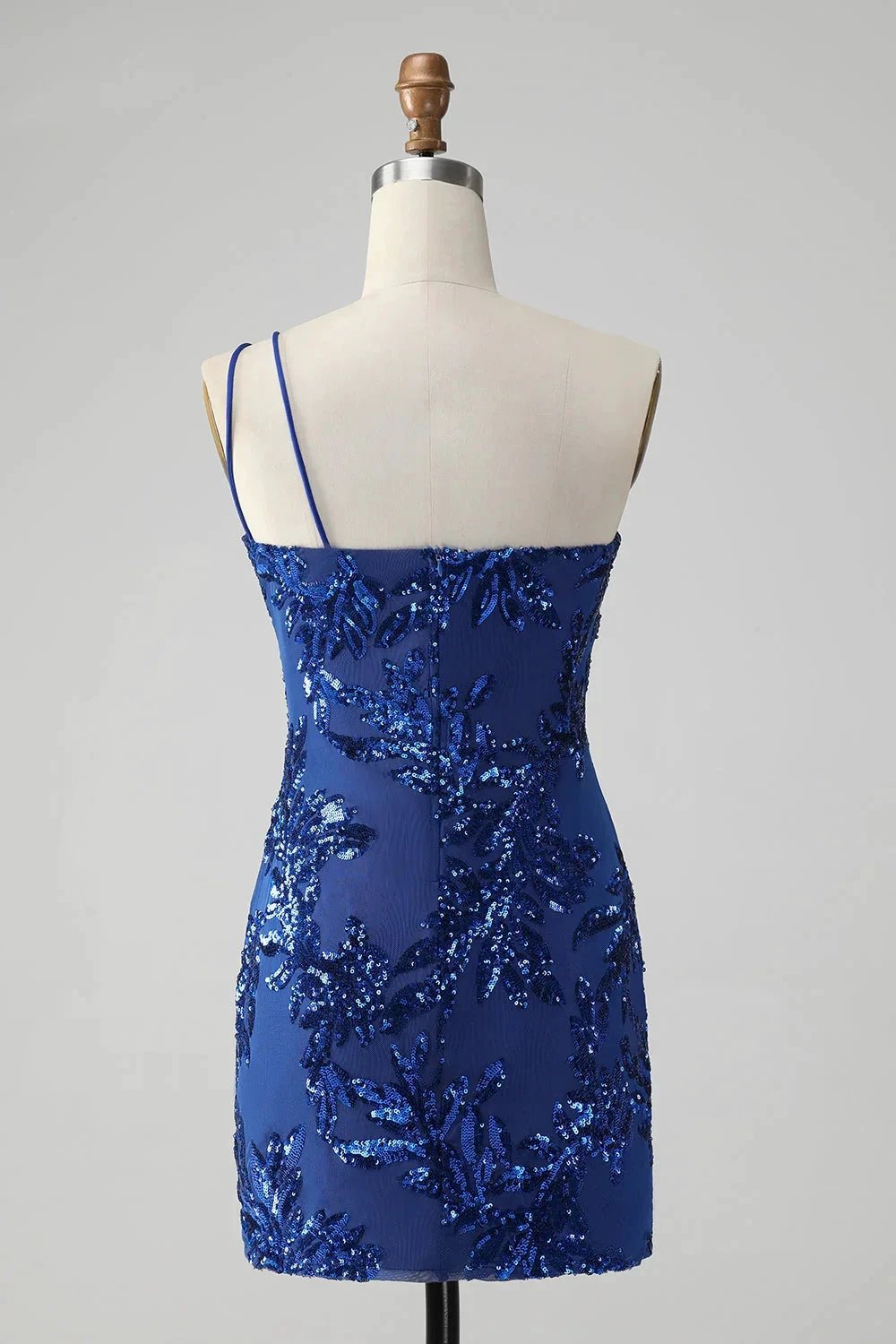 Classy Sparkly Pink Bodycon One Shoulder Sequins Homecoming Dress with Embroidery by WEDTREND