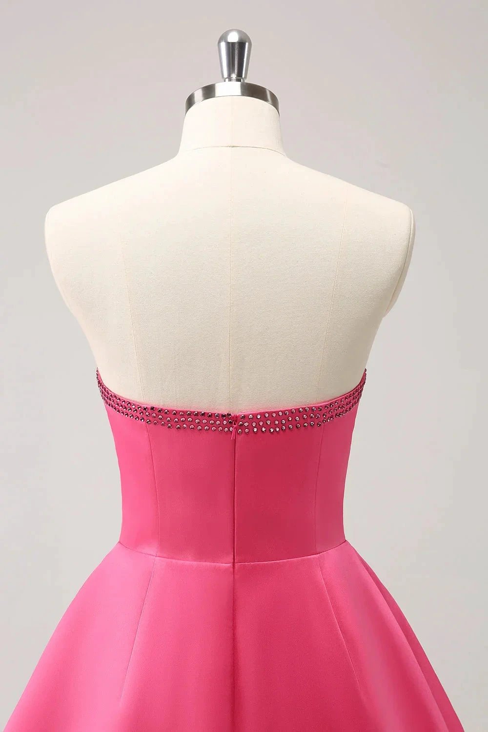 Cute Hot Pink A Line Strapless Cut Out Homecoming Dress with Beading by WEDTREND