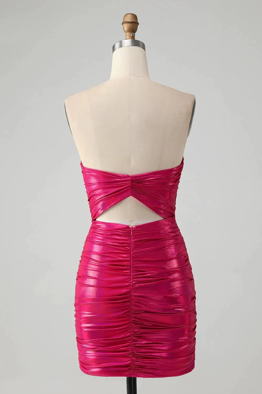 Chic Strapless Keyhole Pleated Fuchsia Tight Homecoming Dress by WEDTREND