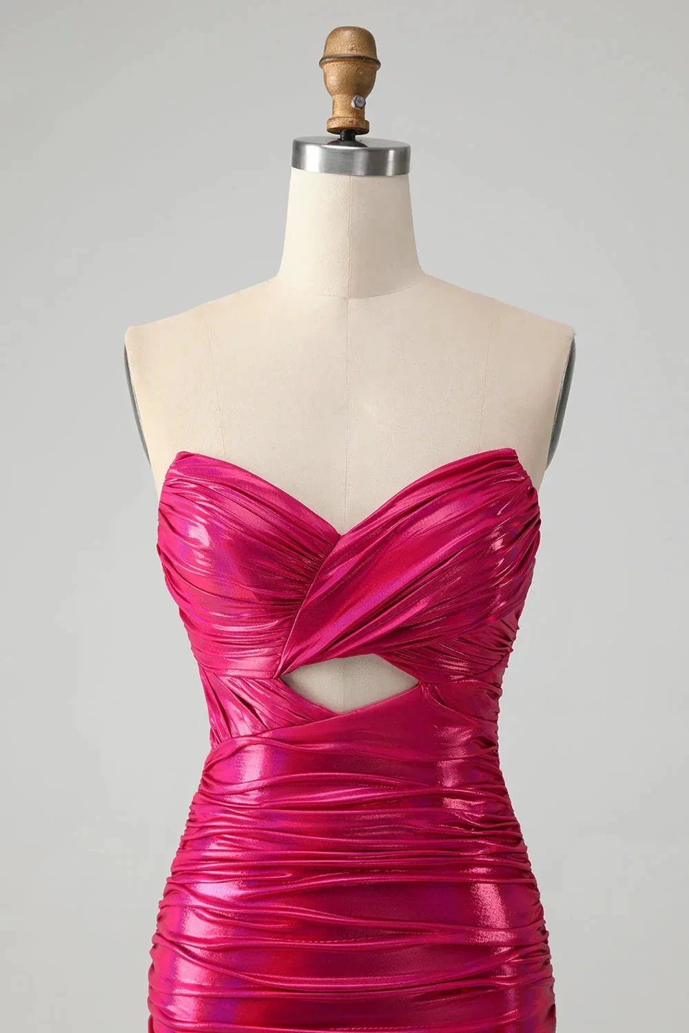 Chic Strapless Keyhole Pleated Fuchsia Tight Homecoming Dress by WEDTREND