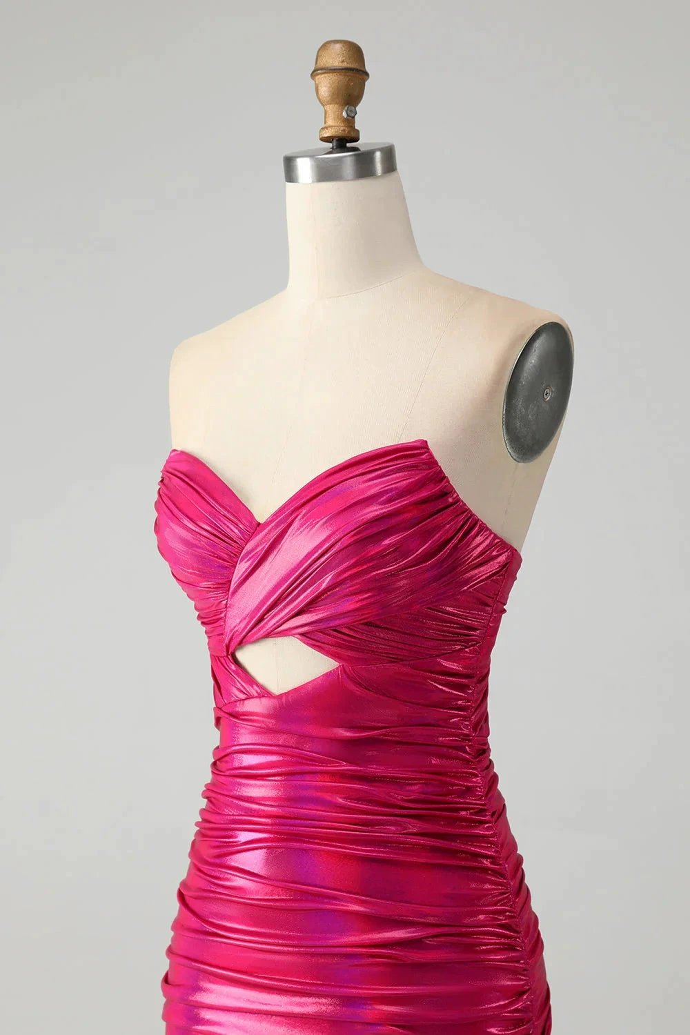 Chic Strapless Keyhole Pleated Fuchsia Tight Homecoming Dress by WEDTREND