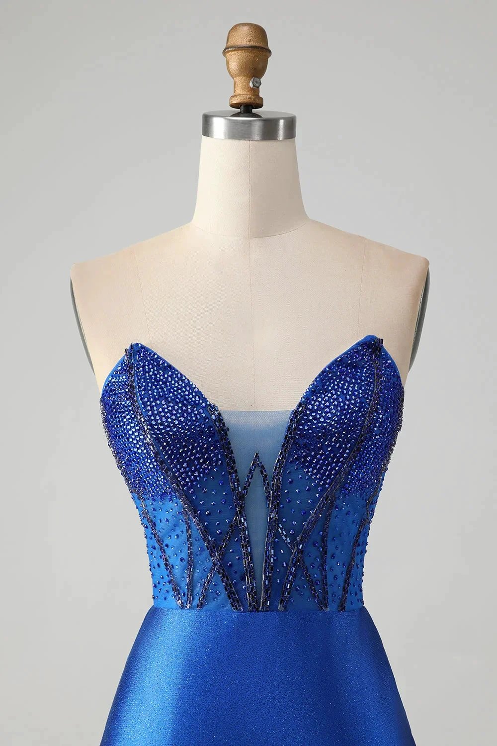 Classy Sparkly Royal Blue Tight Strapless Short Homecoming Dress with Beading by WEDTREND