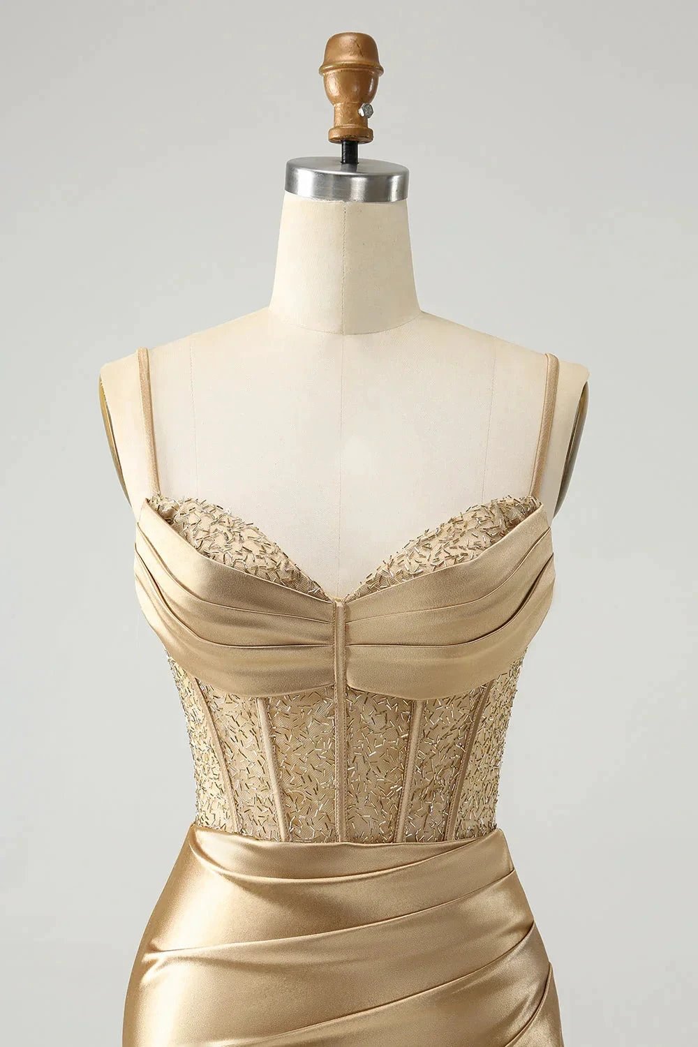 Gold Corset Short Homecoming Dress with Lace Up Back by WEDTREND