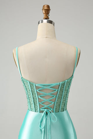 Gold Corset Short Homecoming Dress with Lace Up Back