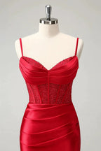 Red Corset Short Homecoming Dress with Lace Up Back by WEDTREND