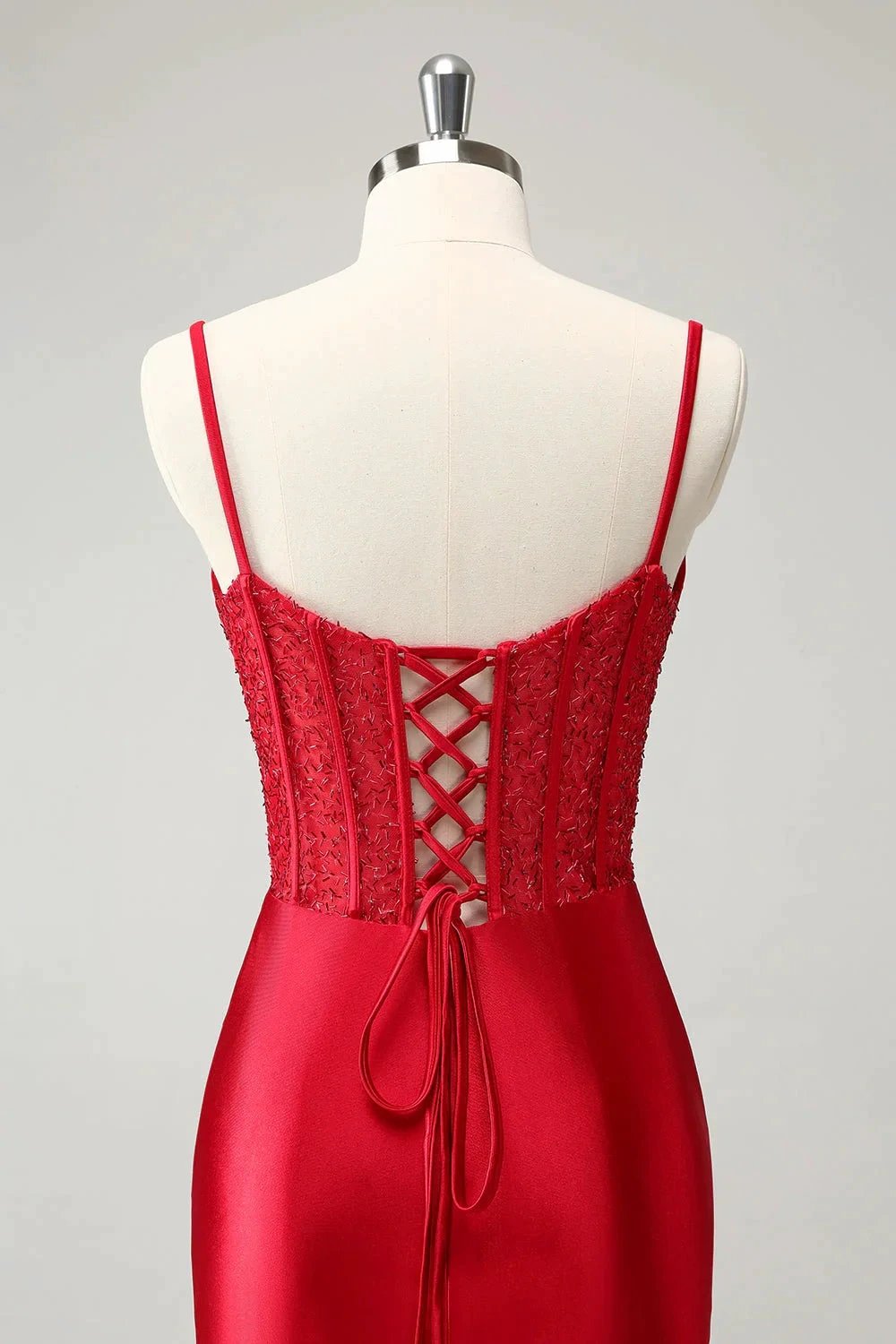 Red Corset Short Homecoming Dress with Lace Up Back by WEDTREND