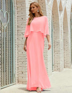 Sunnderly Bridesmaid Dress Women Long Sleeve V-Neck Chiffon Formal Wedding Party Dress SY28018 by numbersea
