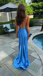 Atlantic Blue Mermaid Backless Prom Dress Elegant Evening Dress Y303 by simplepromdress