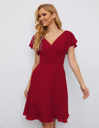 Numbersea U Back Homecoming Dress Formal Prom Dress Knee Length Short Sleeves Cocktail Party Dress 28077 by numbersea