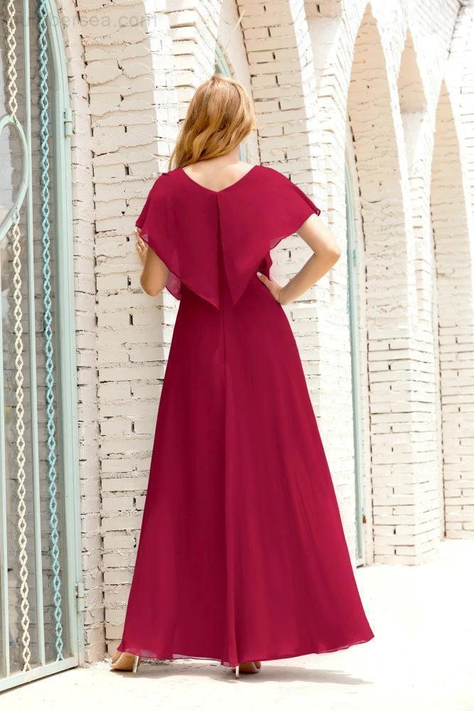 Numbersea Mother of The Bride Dresses Plus Size V-Neck Floor Length Formal Prom Dress for Wedding Guest 28020 by numbersea