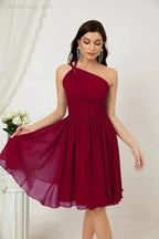 Numbersea Women Chiffon Short One Shoulder Bridesmaid Dress Formal Dresses for Party Homecoming 2804 by numbersea