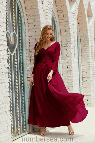 Numbersea Bridesmaid Dress Chiffon Formal Party Dress Evening Dress 28016