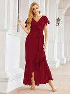 Numbersea Ruffled Bridesmaid Dresses Mermaid Formal Violin Evening Party Prom Gowns 28042 by numbersea