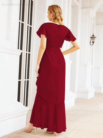 Numbersea Ruffled Bridesmaid Dresses Mermaid Formal Violin Evening Party Prom Gowns 28042