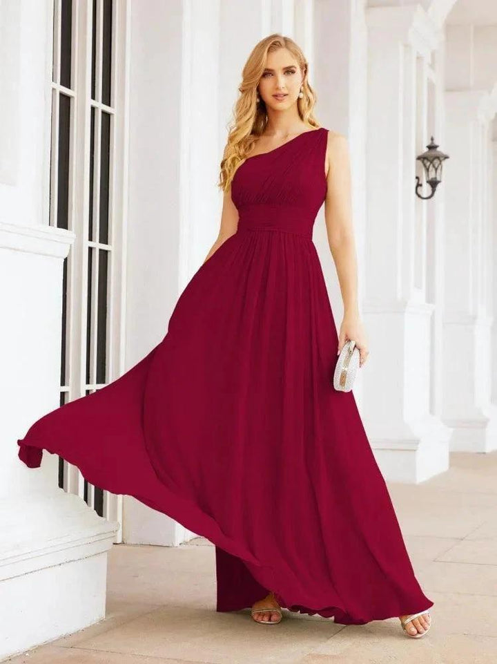 Numbersea - Vestidos de dama de honor con un solo hombro, largos, maxi, formales, para fiesta de noche y graduación, 28061 