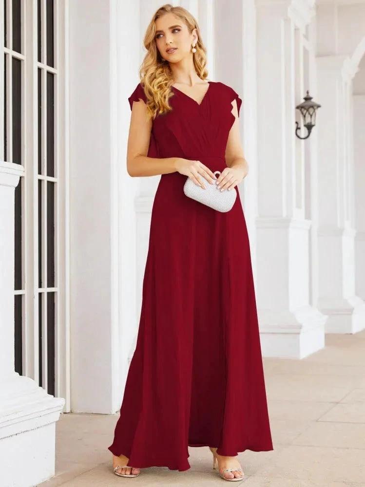 Sunnderly Bridesmaid Dresses Cape Formal Prom Dress Open Back Gowns for Mother of The Bride SY28058 by numbersea