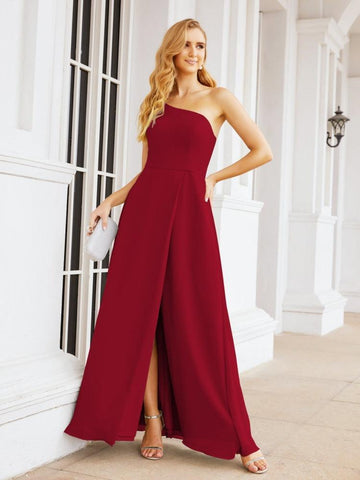 Numbersea Women's One Shoulder Formal Prom Gowns for Mother of The Bride Side Slit Bridesmaid Dresses 28052