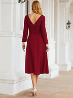 Bridesmaid Dress V-Back Waist Belt Mother of the Bride Wedding Guest SY28031 by numbersea