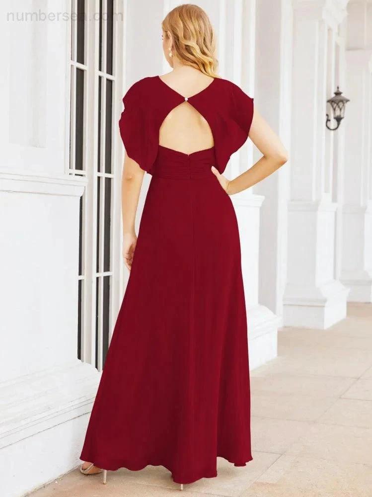 Sunnderly Bridesmaid Dresses Cape Formal Prom Dress Open Back Gowns for Mother of The Bride SY28058 by numbersea