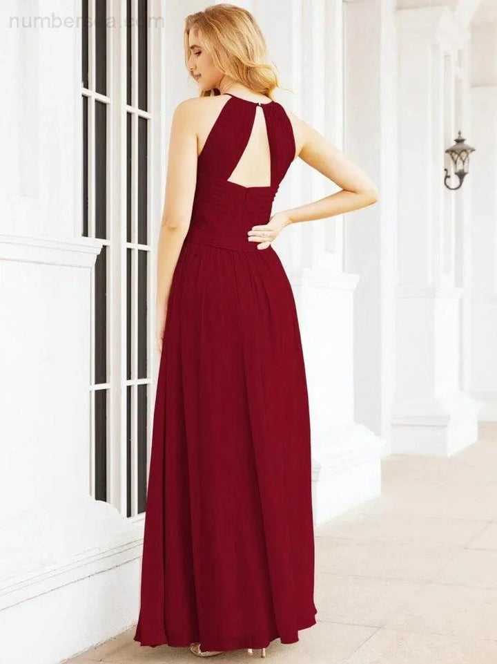 Numbersea Sleeveless Bridesmaid Dresses Long Prom Gown Zipper with Keyhole Back 28056 by numbersea