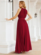 Numbersea Halter Bridesmaid Dress Empire Waist Formal Evening Prom Gown for Mother of The Bride 28030 by numbersea